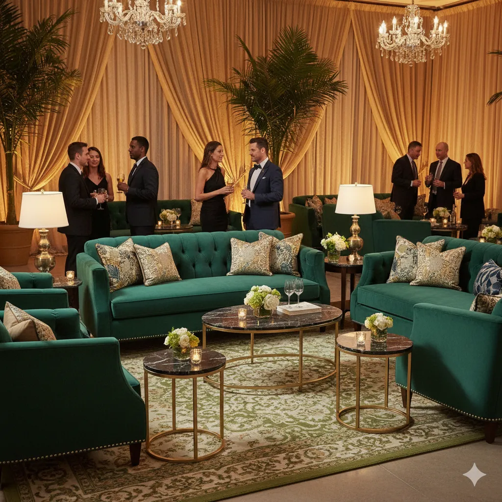 Emerald Velvet Sofa Set for event lounges